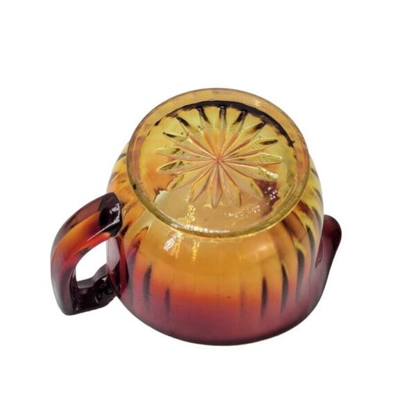 Vintage Amberina Peach Iridescent Glass Creamer Pitcher Mid Century Modern MCM - Picture 2 of 7
